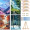 4 Pack Framed Paint by Numbers Kit for Adults Beginners – Four Seasons Landscape Acrylic Painting Set on Framed Canvas, DIY Number Painting for Home Décor & Gift (8x12 Inch)